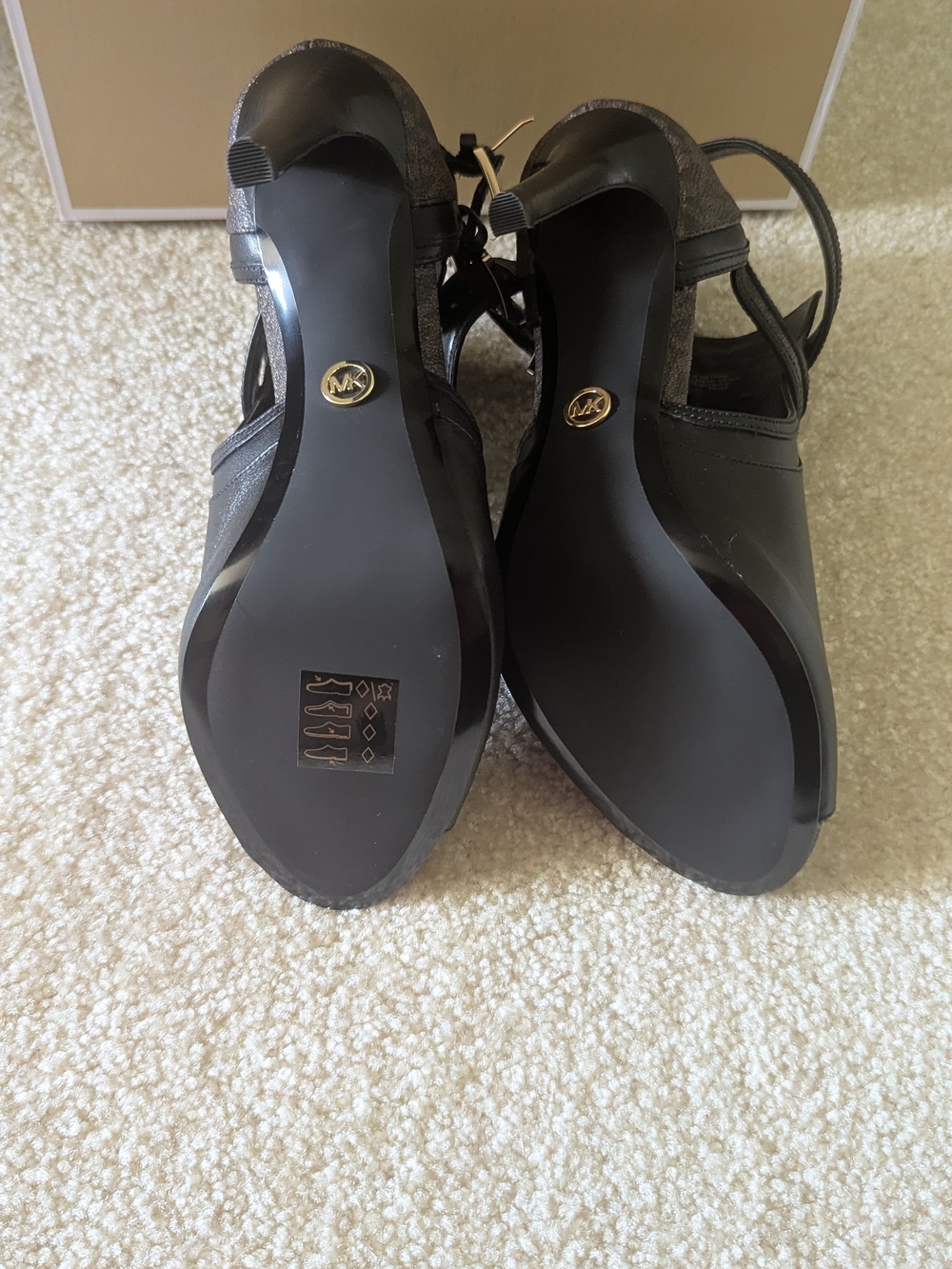 Michael Kors Black Peep-Toe Strappy High Heel Ankle Boot - Picture 2 of 3